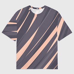 Мужская футболка оверсайз Перламутровый серый полосы