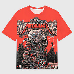 Мужская футболка оверсайз Metallica - iron skeleton