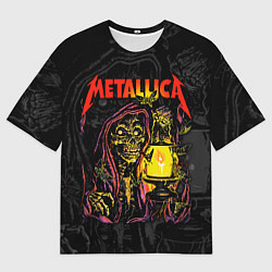 Мужская футболка оверсайз Metallica - skeleton with a lantern
