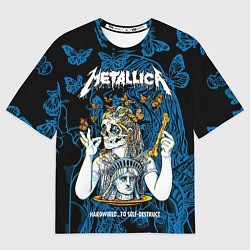 Футболка оверсайз мужская Metallica - skeleton and butterflies, цвет: 3D-принт