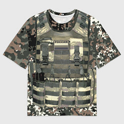 Футболка оверсайз мужская Бронежилет армейский - камуфляж, цвет: 3D-принт