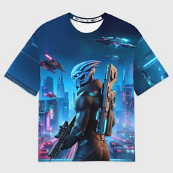 Футболка оверсайз мужская Mass Effect - neon glow fantastic, цвет: 3D-принт