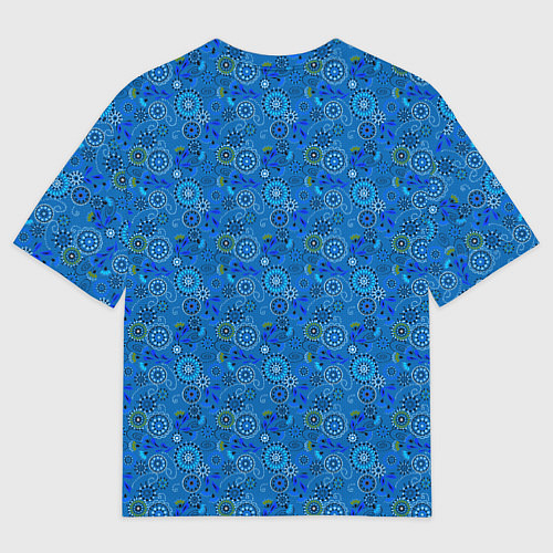 Мужская футболка оверсайз Этнический синий деревенский абстрактный узор / 3D-принт – фото 2