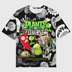 Мужская футболка оверсайз Растения против зомби персонажи