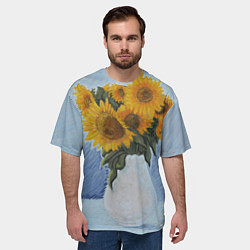 Футболка оверсайз мужская Подсолнухи в вазе, цвет: 3D-принт — фото 2
