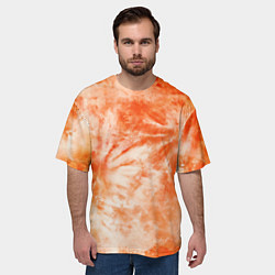 Футболка оверсайз мужская Оранжевый тай-дай пятна, цвет: 3D-принт — фото 2