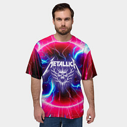 Футболка оверсайз мужская Metallica - neon glow, цвет: 3D-принт — фото 2