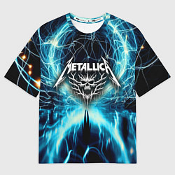 Мужская футболка оверсайз Neon glow - Metallica