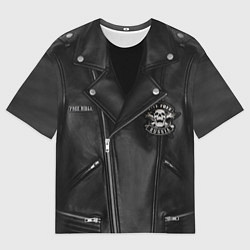 Мужская футболка оверсайз Косуха байкерская с нашивками