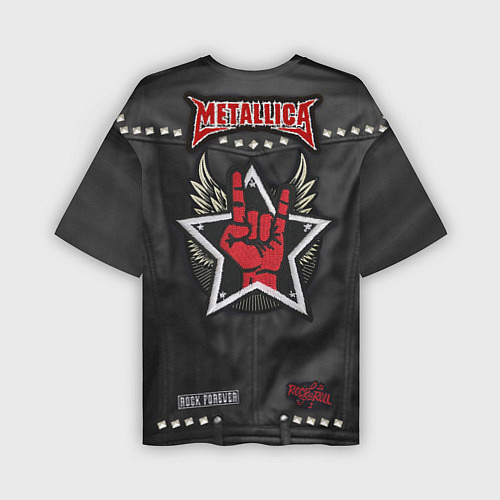 Мужская футболка оверсайз Косуха с нашивками Metallica / 3D-принт – фото 2