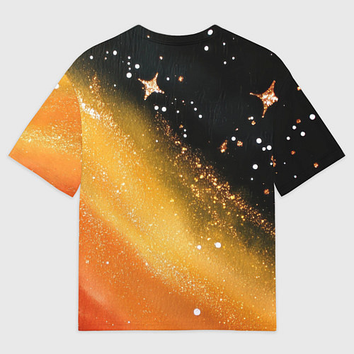 Мужская футболка оверсайз Черно-оранжевая блестящая текстура / 3D-принт – фото 2