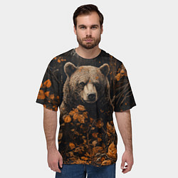 Футболка оверсайз мужская Медведь в лесной чаще, цвет: 3D-принт — фото 2