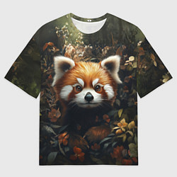 Футболка оверсайз мужская Красная панда в лесной чаще, цвет: 3D-принт
