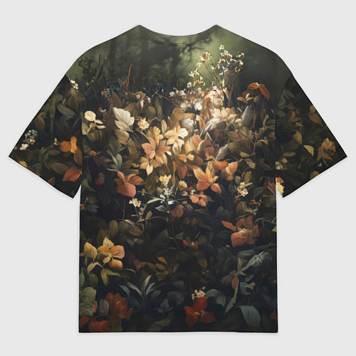 Мужская футболка оверсайз Красная панда в лесной чаще / 3D-принт – фото 2