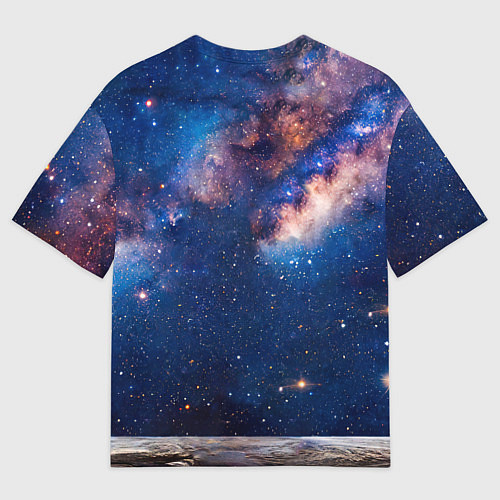 Мужская футболка оверсайз Сибирская кошка в космосе / 3D-принт – фото 2