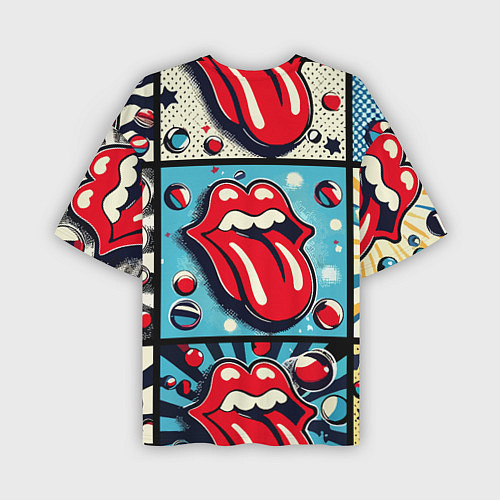Мужская футболка оверсайз Rolling Stones logo - pop art / 3D-принт – фото 2