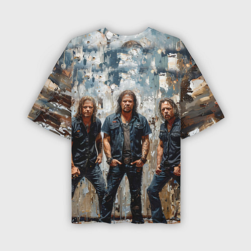 Мужская футболка оверсайз Metallica масляной краской / 3D-принт – фото 2