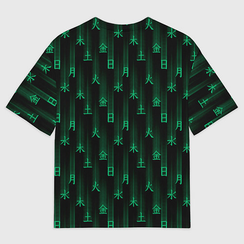 Мужская футболка оверсайз Паттерн с днями недели зелеными иероглифами / 3D-принт – фото 2