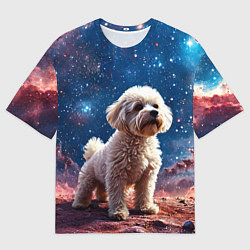 Мужская футболка оверсайз Бишон в космосе