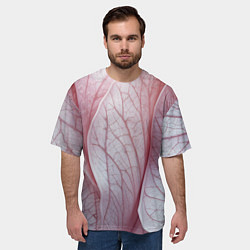 Футболка оверсайз мужская Розовые листья, цвет: 3D-принт — фото 2