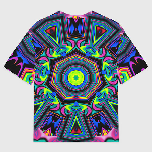 Мужская футболка оверсайз Оптический узор неоновые краски / 3D-принт – фото 2