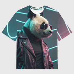 Футболка оверсайз мужская Cyberpunk panda, цвет: 3D-принт