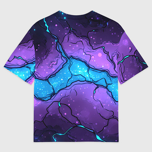 Мужская футболка оверсайз Синяя звездная полоса в плите текстура / 3D-принт – фото 2