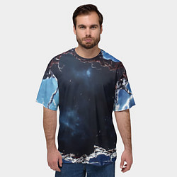 Футболка оверсайз мужская Объемная дыра в стене текстура, цвет: 3D-принт — фото 2