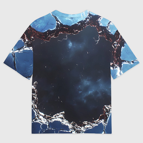 Мужская футболка оверсайз Объемная дыра в стене текстура / 3D-принт – фото 2