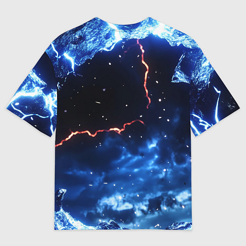 Мужская футболка оверсайз Звезды и молнии в разломе плит / 3D-принт – фото 2