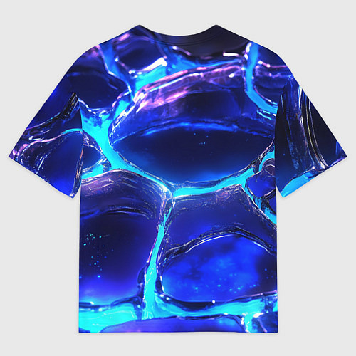 Мужская футболка оверсайз Объемные плиты в неоновом свечение / 3D-принт – фото 2