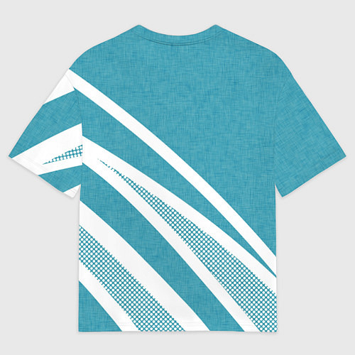 Мужская футболка оверсайз Бело-голубой абстракция с полосами / 3D-принт – фото 2