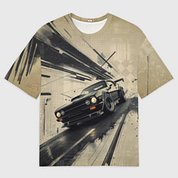 Мужская футболка оверсайз Автомобиль для уличной гонки