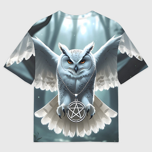 Мужская футболка оверсайз Лес и белая сова / 3D-принт – фото 2