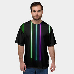 Футболка оверсайз мужская Neon stripes, цвет: 3D-принт — фото 2