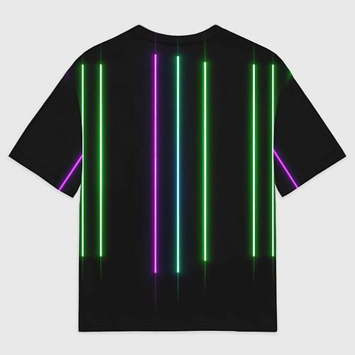 Мужская футболка оверсайз Neon stripes / 3D-принт – фото 2
