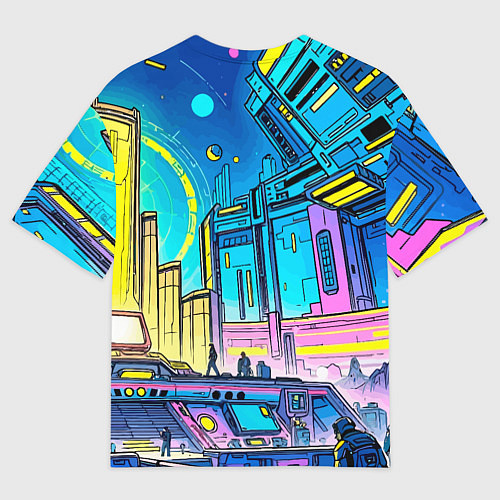 Мужская футболка оверсайз Космический город / 3D-принт – фото 2