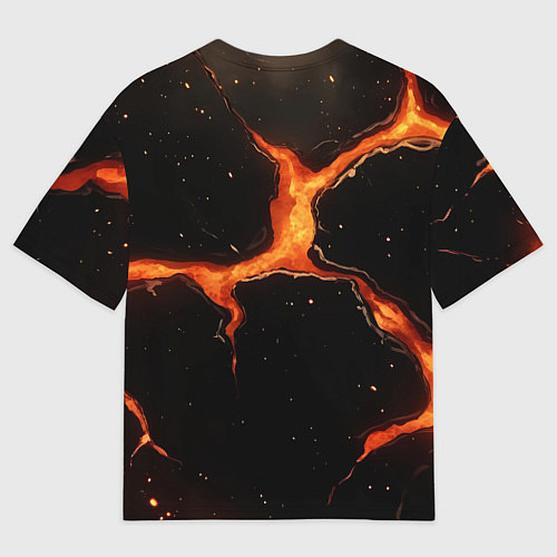 Мужская футболка оверсайз Оранжевый разлом на черной текстуре / 3D-принт – фото 2