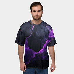 Футболка оверсайз мужская Фиолетово-черная объемная текстура, цвет: 3D-принт — фото 2