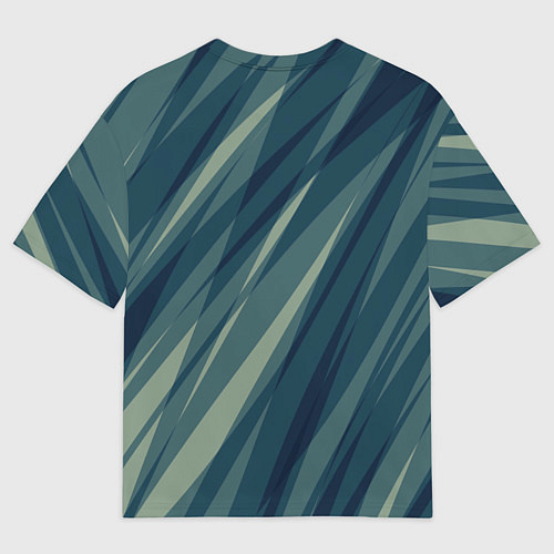 Мужская футболка оверсайз Зеленовато-синий полосы / 3D-принт – фото 2