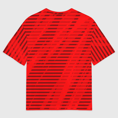 Мужская футболка оверсайз Красный полосатый / 3D-принт – фото 2