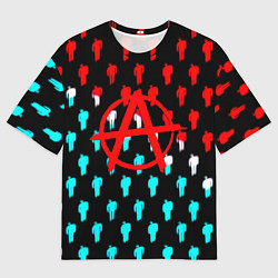 Футболка оверсайз мужская Анархия человечки паттерн, цвет: 3D-принт
