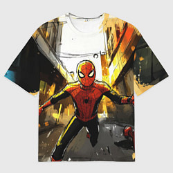 Футболка оверсайз мужская Бегущий человек - паук, цвет: 3D-принт