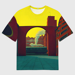 Футболка оверсайз мужская Арт с поездом, цвет: 3D-принт