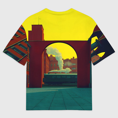 Мужская футболка оверсайз Арт с поездом / 3D-принт – фото 2