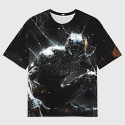 Мужская футболка оверсайз Человек-паук в черном костюме