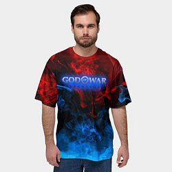 Футболка оверсайз мужская God of War битва огня, цвет: 3D-принт — фото 2