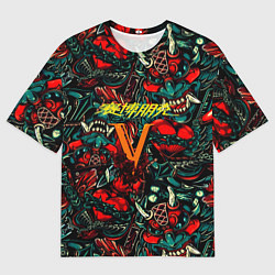 Мужская футболка оверсайз God of War битва огня