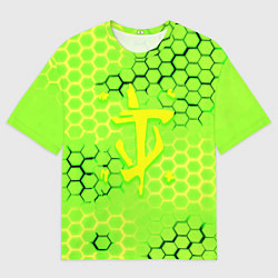 Мужская футболка оверсайз Doom кислотные соты лого