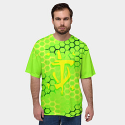 Футболка оверсайз мужская Doom кислотные соты лого, цвет: 3D-принт — фото 2